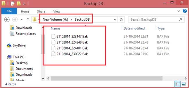 backup database